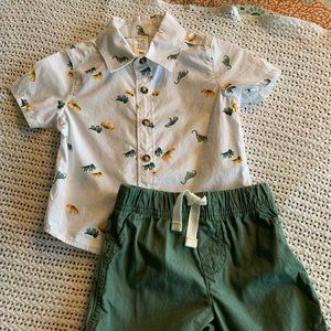 Boys 9 month Dinosaur 2 piece outfit set.